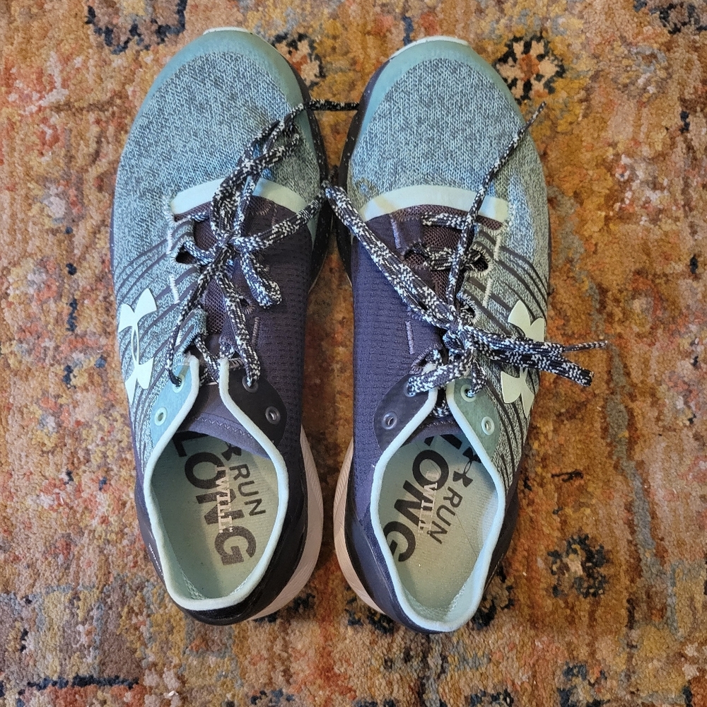 Gray and Purple Athletic Shoes
